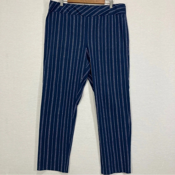Melissa Paige Pants - Melissa Paige Navy‎ White Striped Pull-on Slim Leg Pants XL